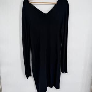 Theory Dress Women’s 12 Black Deep V Neck Long Sleeve Staple Wardrobe Old Money